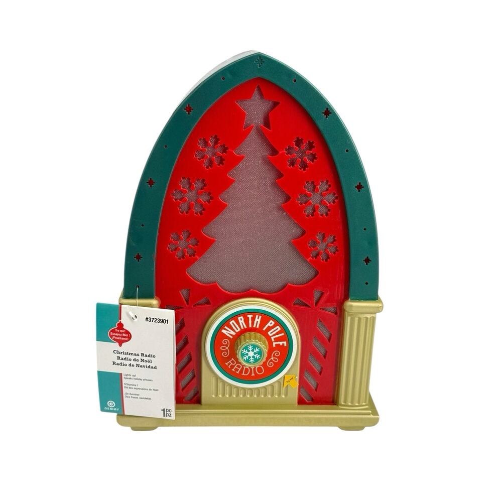 NEW Gemmy North Pole Radio Christmas Prop Lights Up, Sound w/Motion Detection